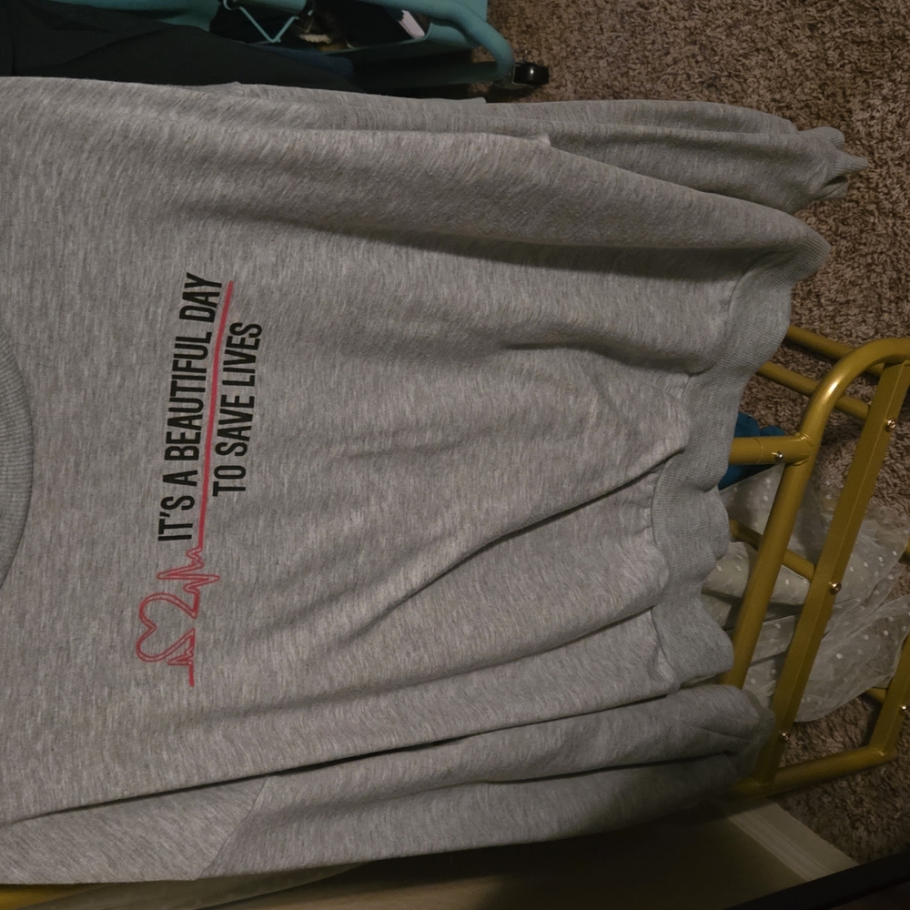 Gray Sweatshirt with Heartbeat Design